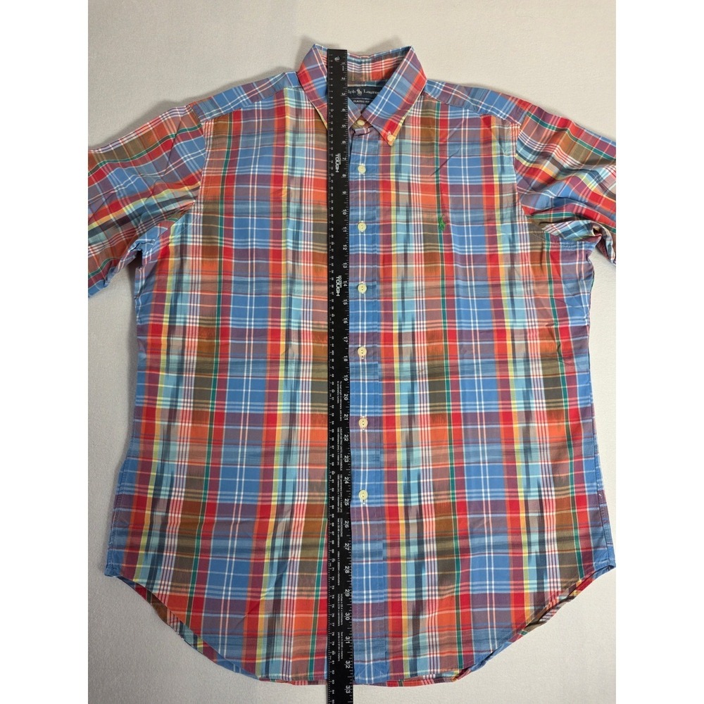 Ralph Lauren Shirt Mens L Classic Fit Short Sleeve Plaid Button Down Multicolor